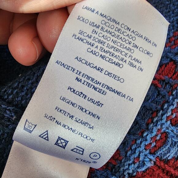 Chaps Navajo Southwestern Sweater Vest Women's Size XL Shawl Neck Button Blue - Picture 14 of 16